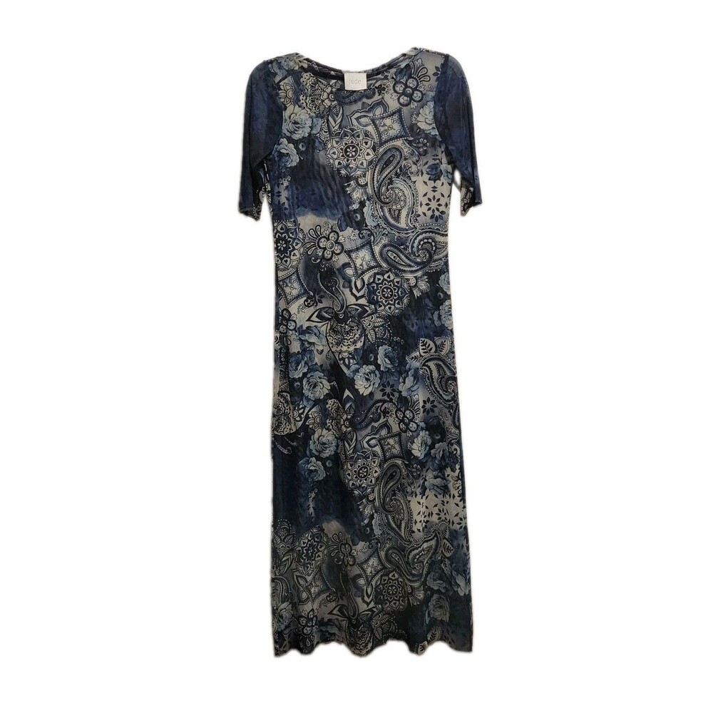 Johnny Was Jade Isobel Mesh Midi Dress Blue Size Small NWT